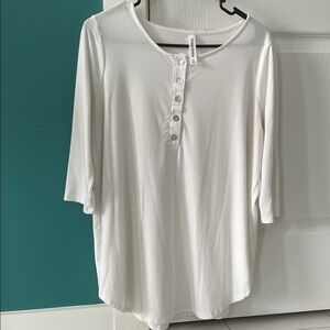 Zenana Outfitters Cream Long Sleeve Button Top
